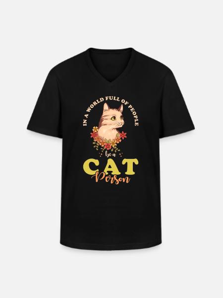Cat Man Cat Cute - Men's V-Neck T-Shirt - black