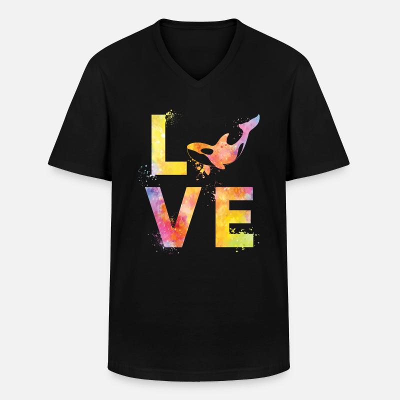 Orca liebe - Männer-T-Shirt mit V-Ausschnitt - Schwarz