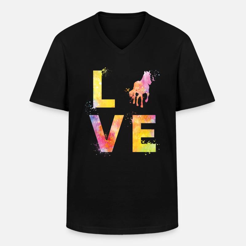 Pferde liebe - Männer-T-Shirt mit V-Ausschnitt - Schwarz