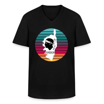 Corse France avec tête de pirate Corse - T-shirt col V Homme - noir - Devant - AI Model Male 178 dark (178cm)
