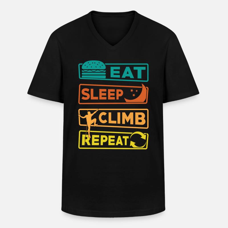 Eat Sleep Climb Repeat - Männer-T-Shirt mit V-Ausschnitt - Schwarz