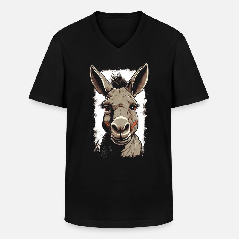 Esel Eselchen Maultier Muli - Männer-T-Shirt mit V-Ausschnitt - Schwarz