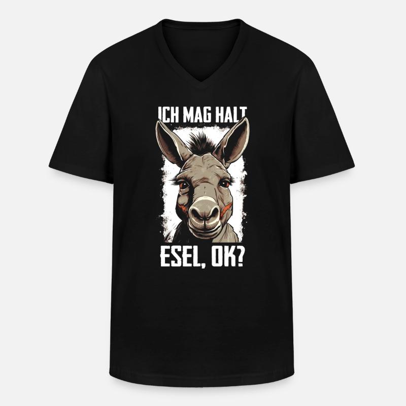 Esel Eselchen Maultier Muli - Männer-T-Shirt mit V-Ausschnitt - Schwarz