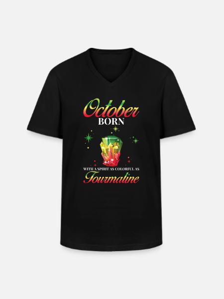 Birthstone October Tourmaline - Men's V-Neck T-Shirt - black