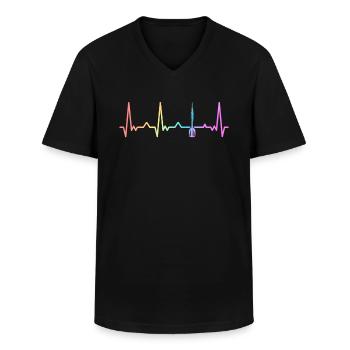 Fléchettes Fléchettes Joueur de fléchettes Fléchettes - T-shirt col V Homme - noir - Devant - AI Model Male 178 dark (178cm)