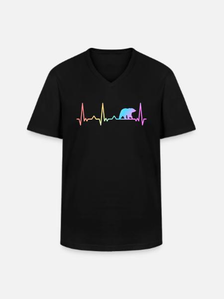 Bjørn, Grizzly Bjørn, Brun Bjørn, Bjørne - Klassisk herre T-shirt med V-udskæring - sort