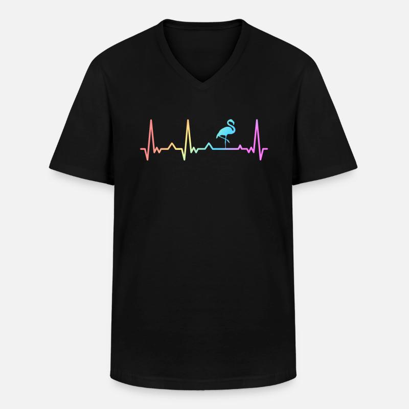 Flamingo Tier Rosa - Männer-T-Shirt mit V-Ausschnitt - Schwarz