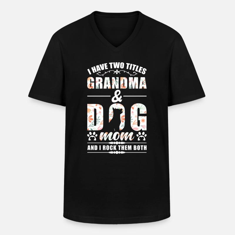 Oma & Hunde Mama - Männer-T-Shirt mit V-Ausschnitt - Schwarz