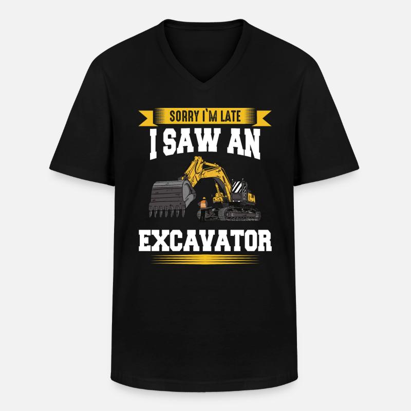Bagger Baggerfahrer Baustelle Arbeit - Männer-T-Shirt mit V-Ausschnitt - Schwarz