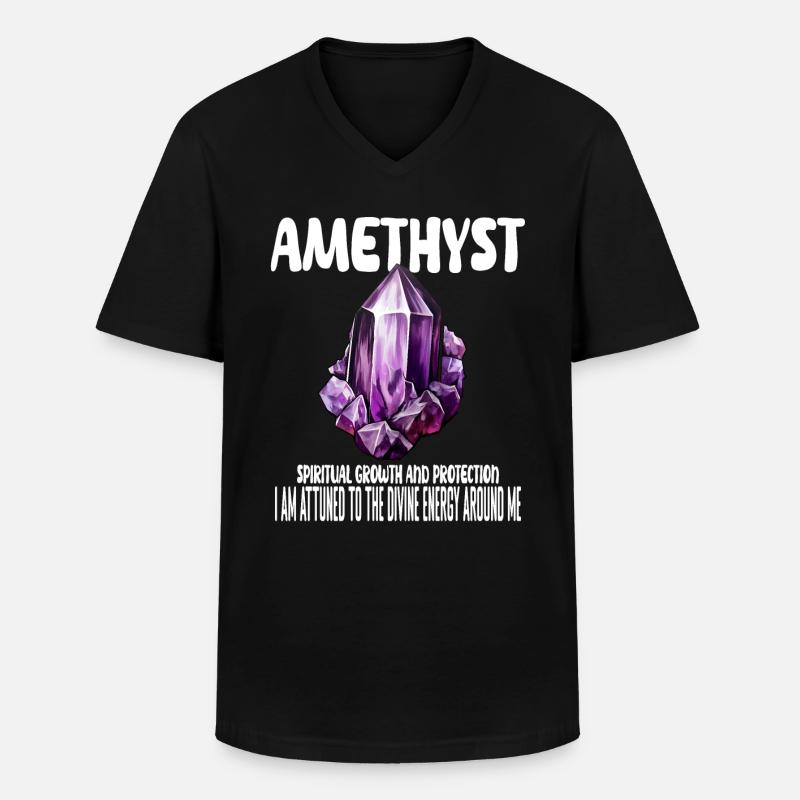 Amethyst Kristall - Männer-T-Shirt mit V-Ausschnitt - Schwarz