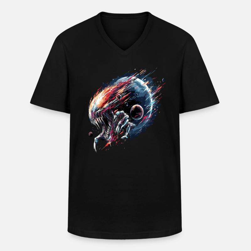 Alien Creature Planet Sci-Fi - Männer-T-Shirt mit V-Ausschnitt - Schwarz