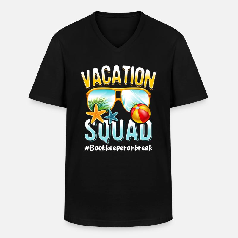 Comptable Vacation Squad #Bookkeeperonbreak - T-shirt col V Homme - noir