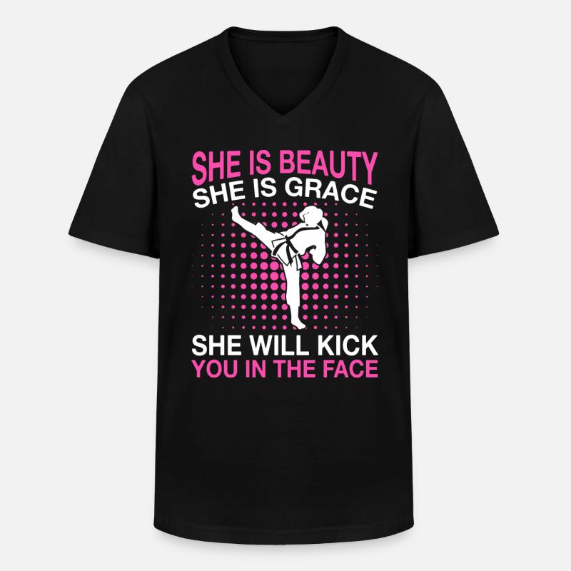 Karate Karatekämpfer Kampfkunst - Männer-T-Shirt mit V-Ausschnitt - Schwarz