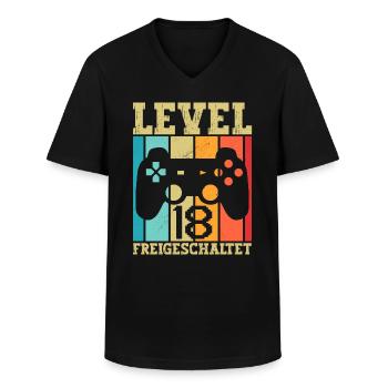 Level 18 Freigeschaltet Geburtstag 18 Jahre alt - Männer-T-Shirt mit V-Ausschnitt - Schwarz - Vorne - AI Model Male 178 dark (178cm)