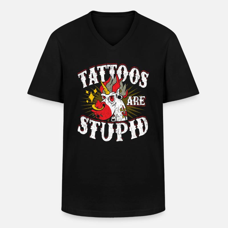 Tattoos sind dumm - Männer-T-Shirt mit V-Ausschnitt - Schwarz