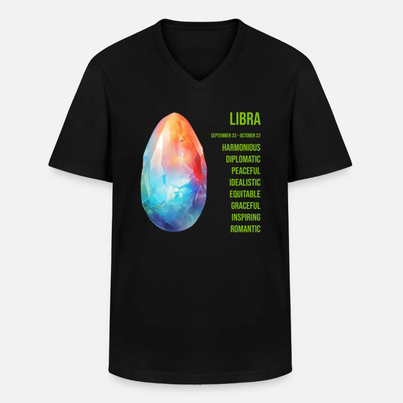 Zodiac Gemstones: Libra, Opal - Men's V-Neck T-Shirt - black
