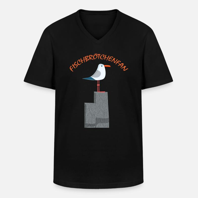 Fischbrötchen Fan die Möwe - Männer-T-Shirt mit V-Ausschnitt - Schwarz
