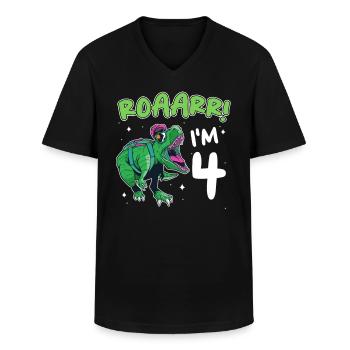 Gift 4 Years Birthday Boy - Men's V-Neck T-Shirt - black - Front - AI Model Male 178 dark (178cm)