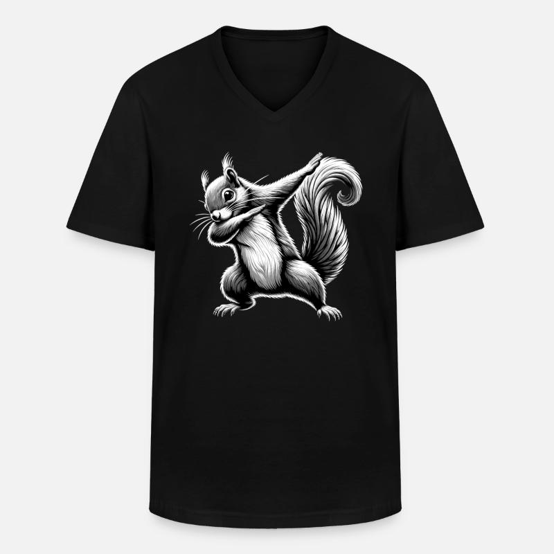 Dabbing Eichhörnchen - Männer-T-Shirt mit V-Ausschnitt - Schwarz