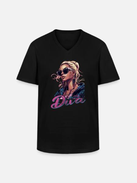 Shine radiantly exclusive diva - Men's V-Neck T-Shirt - black