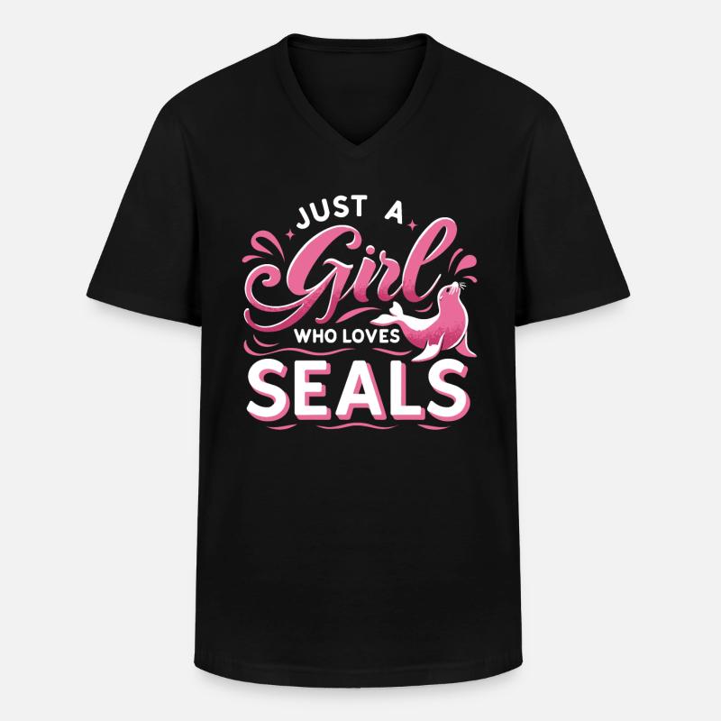 Robbe Robben Tier Seelöwe - Männer-T-Shirt mit V-Ausschnitt - Schwarz