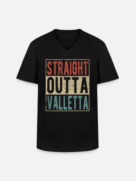 Straight outta Valletta - Men's V-Neck T-Shirt - black