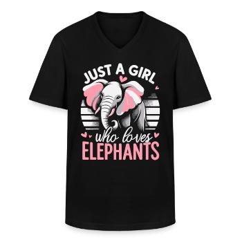 Éléphant Animal Éléphant Zoo - T-shirt col V Homme - noir - Devant - AI Model Male 178 dark (178cm)