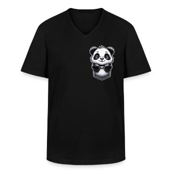 Panda Ours Panda Animal Pandas - T-shirt col V Homme - noir - Devant - AI Model Male 178 dark (178cm)