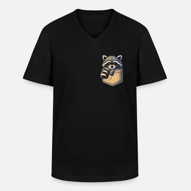 Waschbär - Männer-T-Shirt mit V-Ausschnitt - Schwarz
