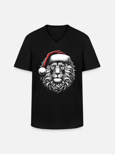 Lion Santa Christmas - Men's V-Neck T-Shirt - black