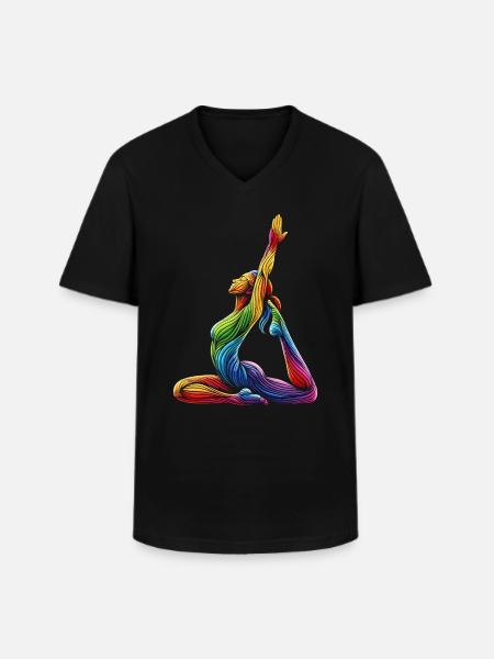 Yoga Rainbow - Men's V-Neck T-Shirt - black