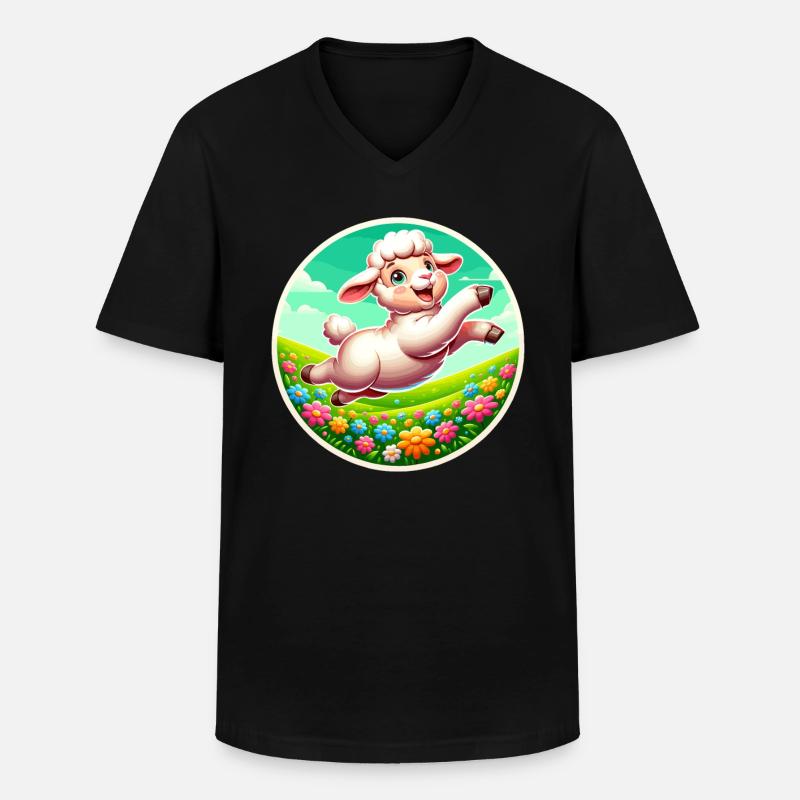 Schafweide - Männer-T-Shirt mit V-Ausschnitt - Schwarz