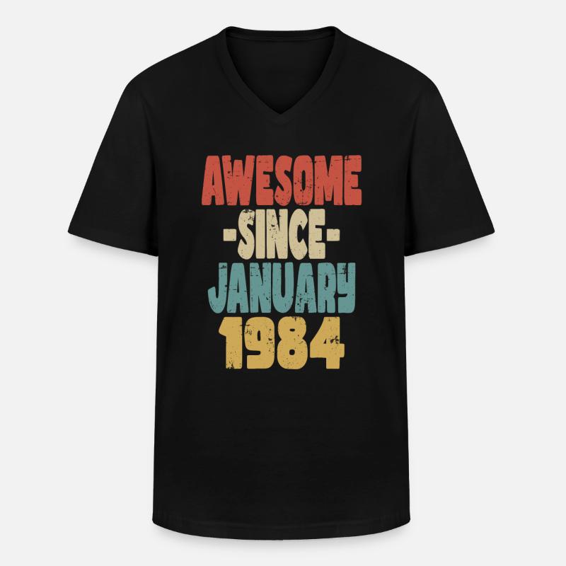 Fantastischer Januar 1984 - Männer-T-Shirt mit V-Ausschnitt - Schwarz