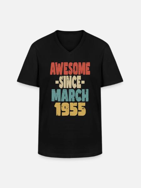 Awesome March 1955 - Men's V-Neck T-Shirt - black
