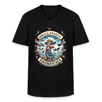 Le meilleur ornithologue du monde Okay Birdwatcher - T-shirt col V Homme - noir - Devant - AI Model Male 178 dark (178cm)