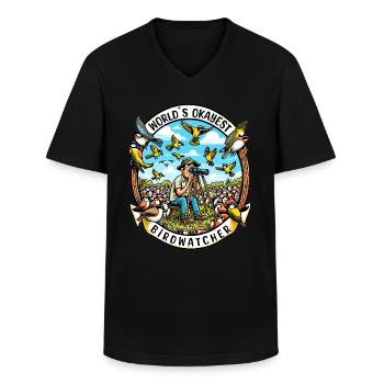 Le meilleur ornithologue du monde Okay Birdwatcher - T-shirt col V Homme - noir - Devant - AI Model Male 178 dark (178cm)