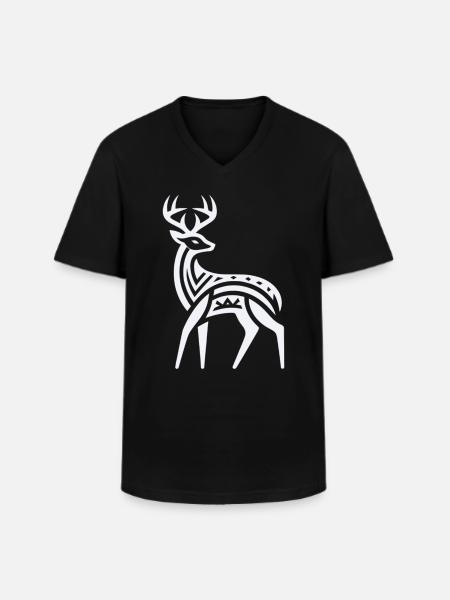 Deer Native American Zodiac - Men's V-Neck T-Shirt - black