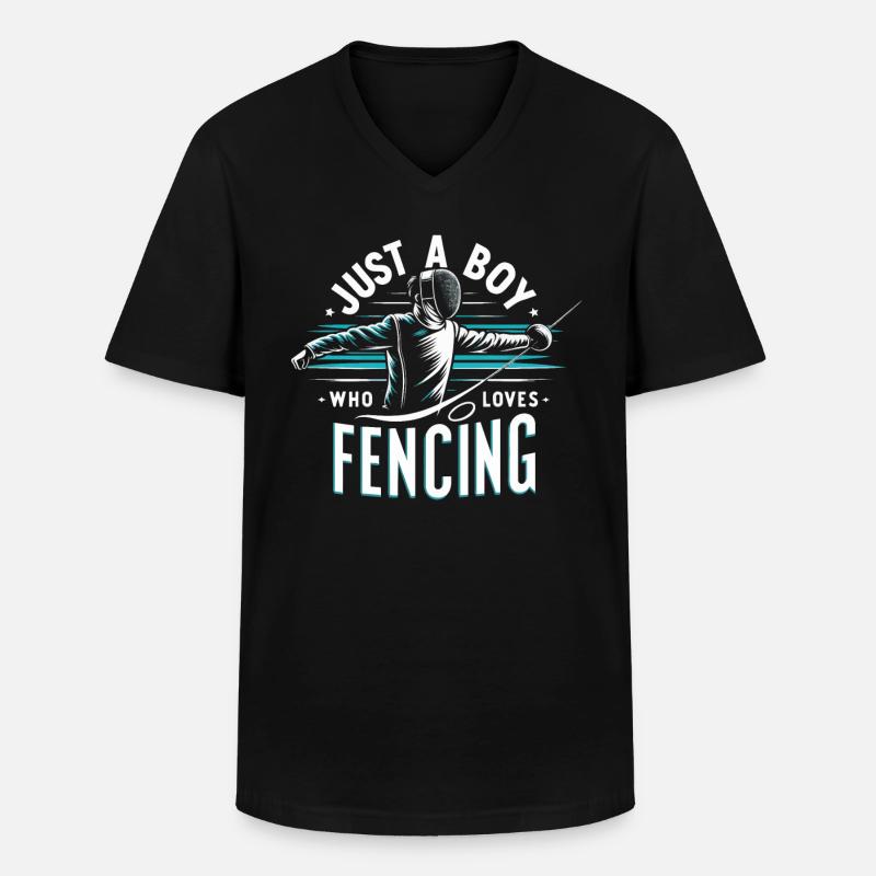 Fechten Fechter - Männer-T-Shirt mit V-Ausschnitt - Schwarz