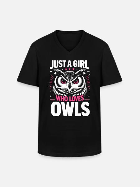 Eule Vogel Tier Eulen - Männer-T-Shirt mit V-Ausschnitt - Schwarz