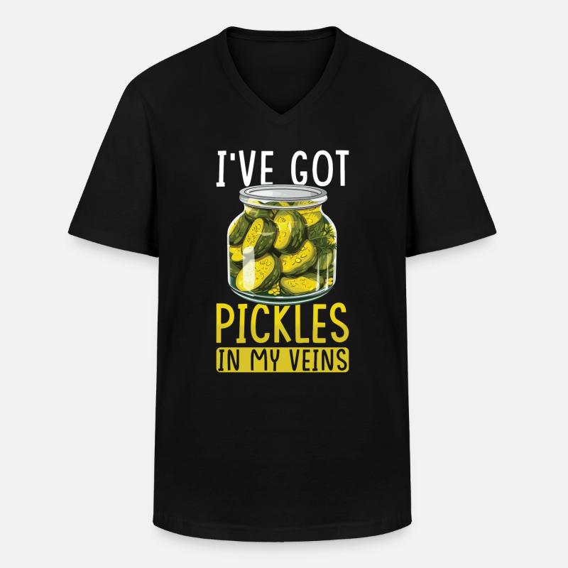 Gurken Liebhaber eingelegte Gurke Geschenk - Männer-T-Shirt mit V-Ausschnitt - Schwarz