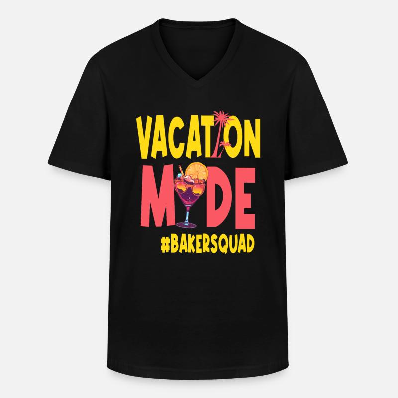 Baker Vacances Vacy Mode Bakersquad - T-shirt col V Homme - noir