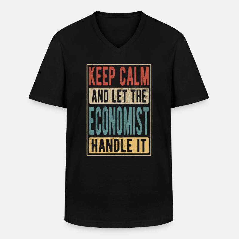 Økonom Retro Gave - Klassisk herre T-shirt med V-udskæring - sort