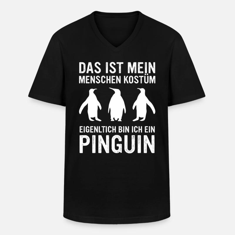Pinguin Zwergpinguine Kaiserpinguin - Männer-T-Shirt mit V-Ausschnitt - Schwarz