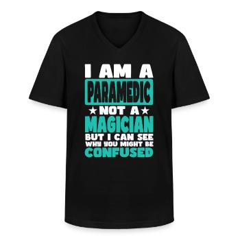Ambulancier - T-shirt col V Homme - noir - Devant - AI Model Male 178 dark (178cm)