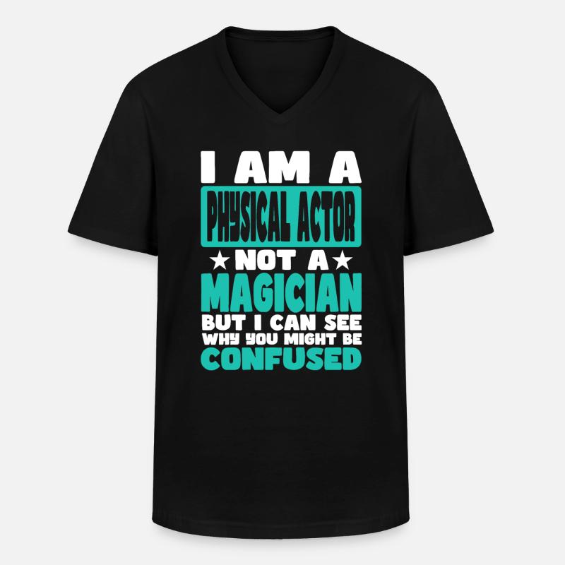 Physischer Akteur - Männer-T-Shirt mit V-Ausschnitt - Schwarz