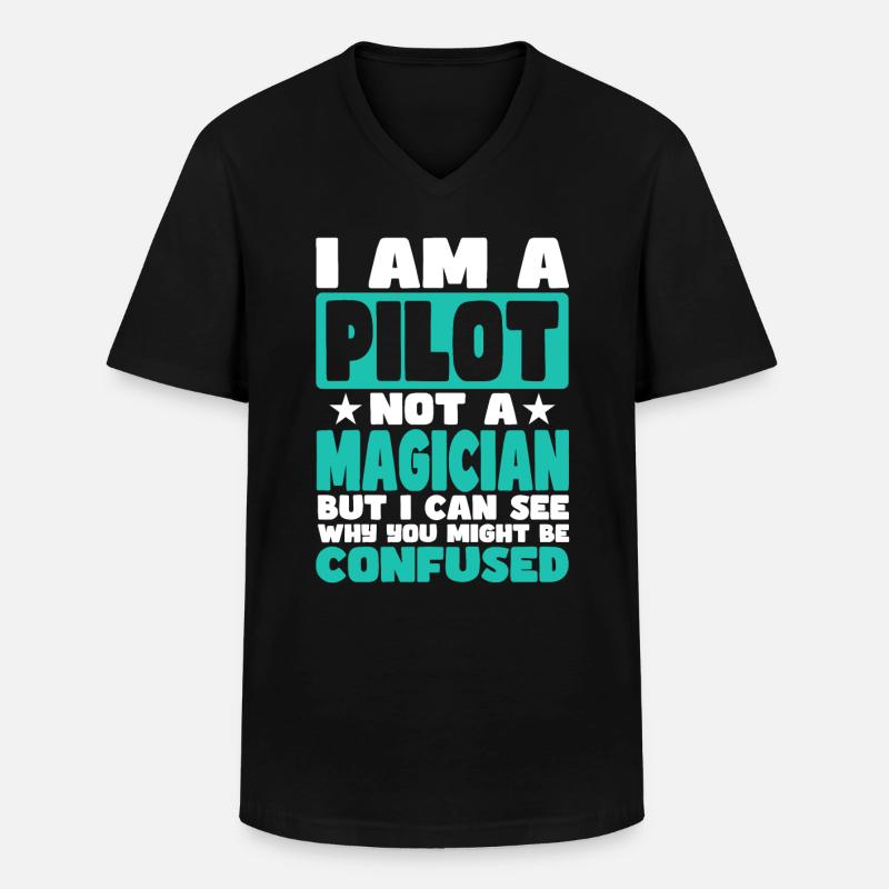 Pilot - Männer-T-Shirt mit V-Ausschnitt - Schwarz