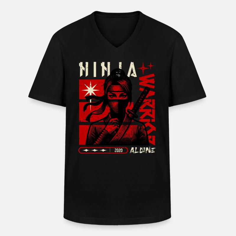 Ninja Warrior - Männer-T-Shirt mit V-Ausschnitt - Schwarz