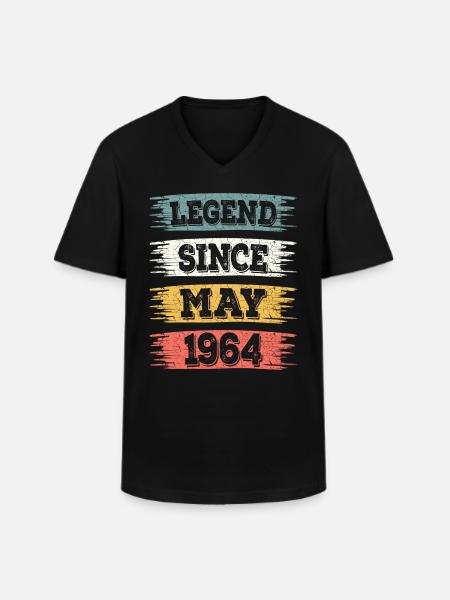 Legend 60 jaar 1964 mei 60 jaar verjaardag - Klassiek mannen T-shirt met V-hals - zwart
