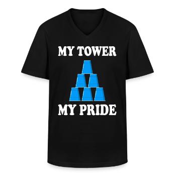 Becher Stapeln Humor Sport Stapeln - Männer-T-Shirt mit V-Ausschnitt - Schwarz - Vorne - AI Model Male 178 dark (178cm)