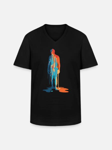 Farbexplosion Moderne Silhouette - Männer-T-Shirt mit V-Ausschnitt - Schwarz